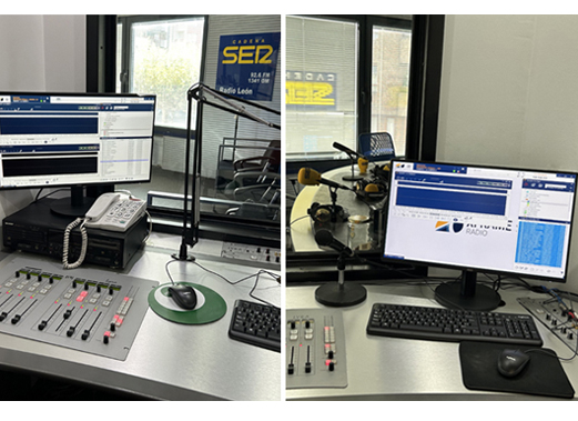 Cadena SER Radio León Cabinas de los estudio de radio con el software de automatización XFrame de ASPA.